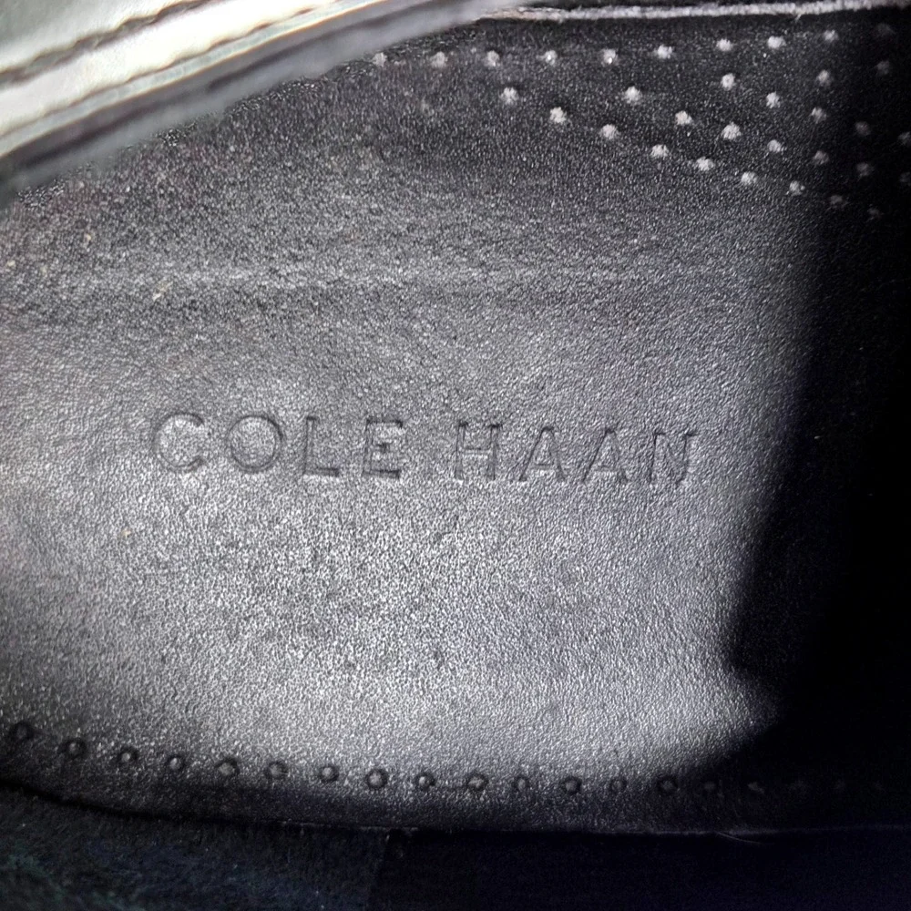 Cole Haan Derby Shoes Men 11 Black Excellent Apron Toe Leather Lace Up C20078